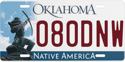 OK license plate 080DNW
