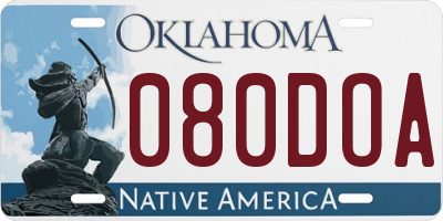 OK license plate 080DOA