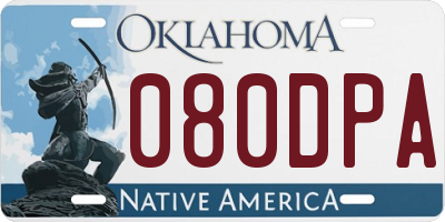 OK license plate 080DPA