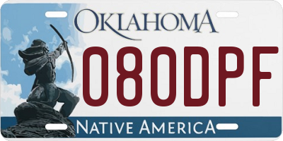 OK license plate 080DPF