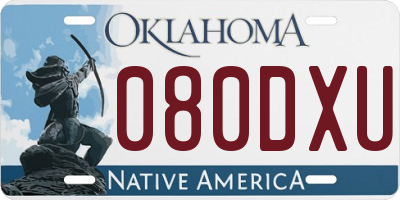 OK license plate 080DXU