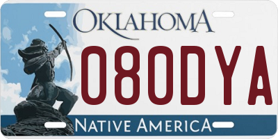 OK license plate 080DYA