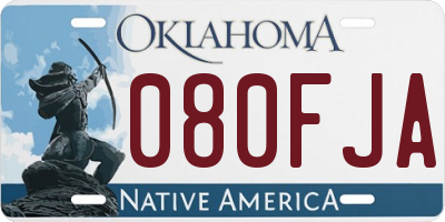 OK license plate 080FJA