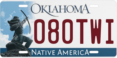 OK license plate 080TWI
