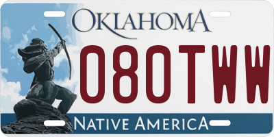 OK license plate 080TWW
