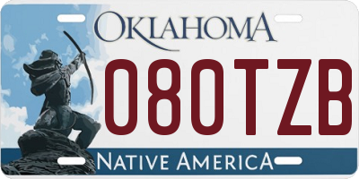 OK license plate 080TZB