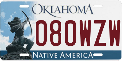 OK license plate 080WZW