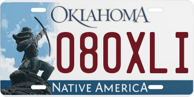 OK license plate 080XLI