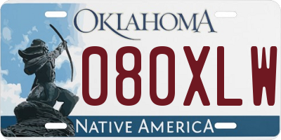 OK license plate 080XLW