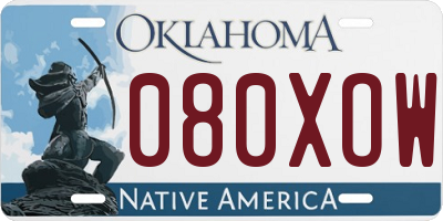 OK license plate 080XOW