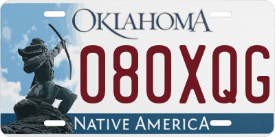 OK license plate 080XQG