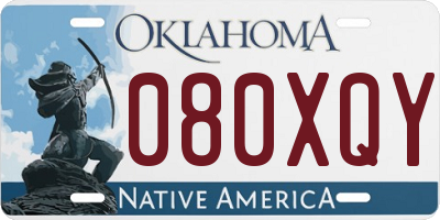 OK license plate 080XQY