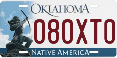 OK license plate 080XTO