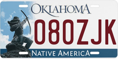 OK license plate 080ZJK