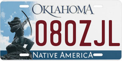 OK license plate 080ZJL
