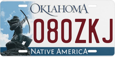 OK license plate 080ZKJ