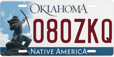 OK license plate 080ZKQ