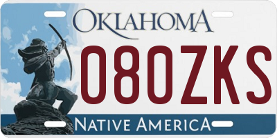 OK license plate 080ZKS