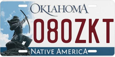 OK license plate 080ZKT