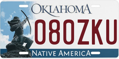 OK license plate 080ZKU