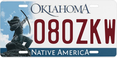 OK license plate 080ZKW