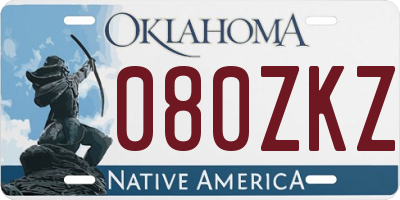 OK license plate 080ZKZ