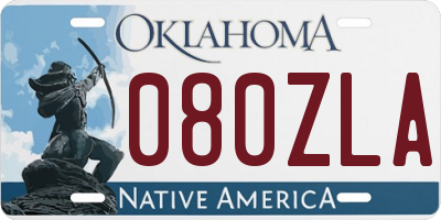 OK license plate 080ZLA