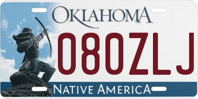 OK license plate 080ZLJ