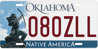 OK license plate 080ZLL