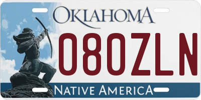 OK license plate 080ZLN
