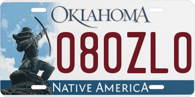 OK license plate 080ZLO