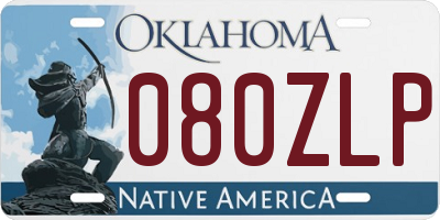 OK license plate 080ZLP