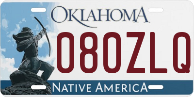 OK license plate 080ZLQ