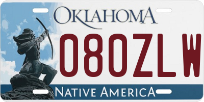 OK license plate 080ZLW