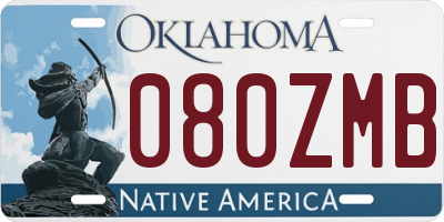 OK license plate 080ZMB