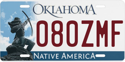 OK license plate 080ZMF