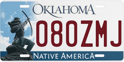 OK license plate 080ZMJ