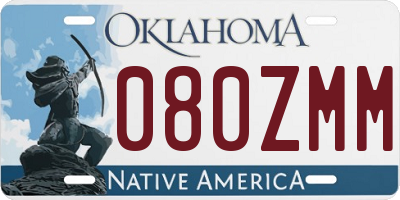 OK license plate 080ZMM