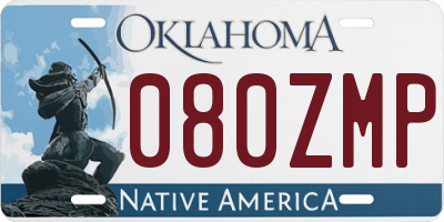 OK license plate 080ZMP