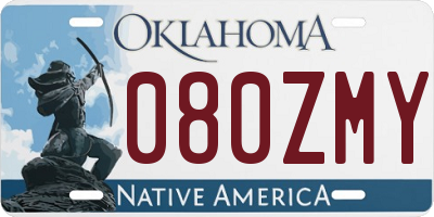 OK license plate 080ZMY
