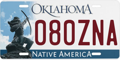 OK license plate 080ZNA