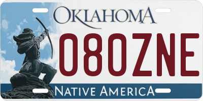 OK license plate 080ZNE