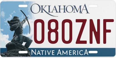 OK license plate 080ZNF