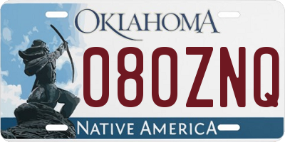 OK license plate 080ZNQ
