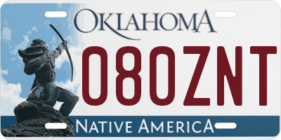 OK license plate 080ZNT