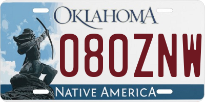 OK license plate 080ZNW