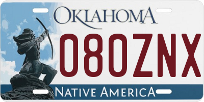 OK license plate 080ZNX