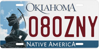 OK license plate 080ZNY