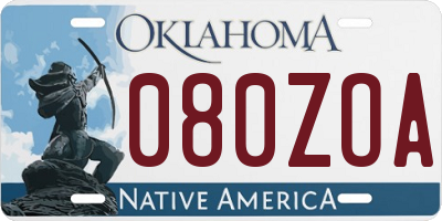 OK license plate 080ZOA