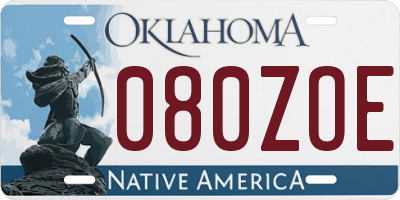 OK license plate 080ZOE